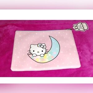 Sanrio Hello Kitty Pink Crescent Moon Star Make Up Cosmetic Pencil Pen Pouch Bag